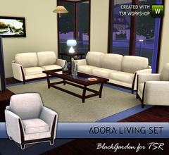 Sims 3 — Adora Living Set by BlackGarden — A simple, stylish, and above all comfortable living room set for your Sims.