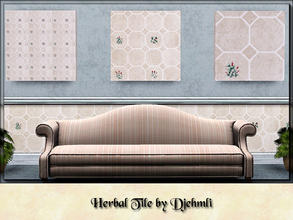 Sims 3 — Djem_Herbal Tile by djehmli — A tiled floor pattern with floral embellishments. Four color-able palettes.