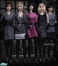 Sims 2 — Burberry Fall/Winter 07/08 by Siluetta — A selection of 5 outfits from a tough and sophisticated collection from