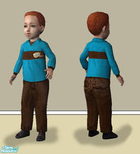 Sims 2 — Toddler Boys Sweater\'n Jeans Set - Blue by Simaddict99 — Blue sweater and dark brown jeans