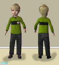Sims 2 — Toddler Boys Sweater\'n Jeans Set - Green by Simaddict99 — green sweater with black jeans