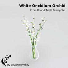 Sims 3 — Round Table Dining - White Oncidium Orchid by LilyOfTheValley — Beautiful white oncidium orchids in a glass vase