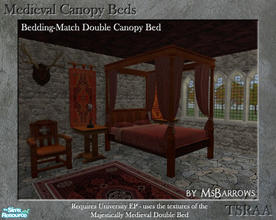 Sims 2 — Medieval Canopy Beds - Double Bedding-Match by MsBarrows — The Majestically Medieval Double Bed from University
