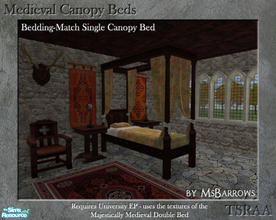 Sims 2 — Medieval Canopy Beds - Single Bedding-Match by MsBarrows — A single bed based on the Majestically Medieval