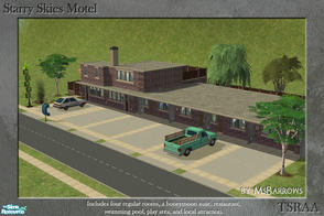 Sims 2 — Starry Skies Motel by MsBarrows — This somewhat rundown roadside motel is still well-appointed, with four