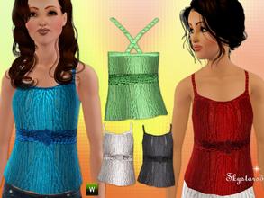 Sims 3 — Sleeveless Knit Top by skystars5 — A longer knit top. Has a knitted belt with roses on front. Come in 5