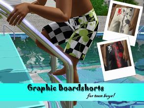 Sims 3 — Graphic boardshorts by spladoum — Who says you have to be a surfer to dress like one? Fashionable board shorts