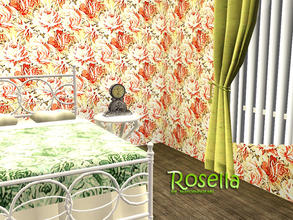 Sims 3 — Rosella by MB by matomibotaki — Floral pattern red, yellow and white, 3 channel, to find under Theme.