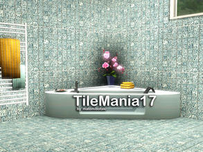 Sims 3 — TileMania17 by matomibotaki — Tile pattern in dark green, blue and light yellow, 3 channel, to find under
