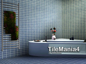 Sims 3 — TileMania4 by matomibotaki — Tile pattern in 2 blue shades and light yellow, 3 channel, to find under