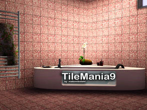 Sims 3 — TileMania9 by matomibotaki — Tile pattern in dark brown, pink and light beige, 3 channel, to find under
