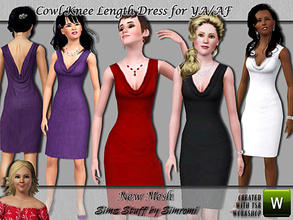 Sims 3 — Cowl Dress Knee Length ~ YA/AF by simromi — This classic cowl neck dress will make you the talk of the town.