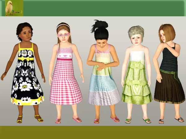 Sims 3 — punie kids group 35 by punie — 5 lovely spring dresses for your sim child! Some items are not recolorable I hope
