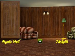 Sims 3 — Rustic Nail Walll by nicketti — Wall_Dado_Clone. Wood 5 panel wall with nail detail, inside walls and outside