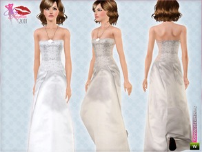 Sims 3 — Cleo High Fashion - Wedding Dress by Cleotopia — A beautiful long strap- sleeveless dress with shelve necklace.