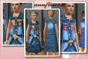 Sims 3 — jeans dress annflower1 by annflower1 — The jeans dress for little girls, has 2 original repaints. You also can
