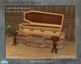Sims 2 — Coffin Beds Re-Vamped - Pine and Leather by MsBarrows — A recolour for the vampire coffin from Night Life,