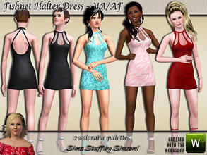 Sims 3 — Fishnet Halter Dress ~ YA/AF by Simromi by simromi — Be the talk of the town in this sexy, sophisticated Fishnet