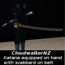 Sims 3 — Katana equipped on hand with scabbard on belt as accessory by CloudwalkerNZ2 — Katana equipped on hand with
