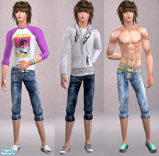 Sims 2 — OpenHouseForSims2 AM Capri Shorts by openhousejack — three capri shorts for male Sims and two new meshes