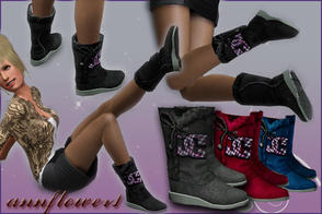 Sims 3 — boots 3 annflower1 by annflower1 — Nice suede boots without a heel on a convenient rubber sole. Are decorated by