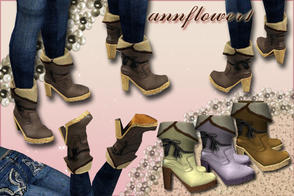 Sims 3 — boots shoes 4 annflower1 by annflower1 — Stylish semiboots with a top from the sheep wool. The shin is decorated