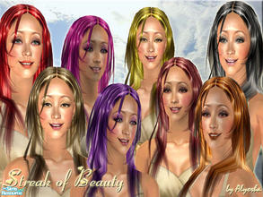 Sims 2 — Streak of Beauty by Alyosha — My second hair set, still using the same mesh, but 8 new colors and a streak