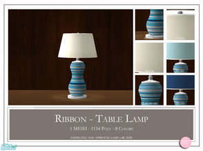 Sims 2 — Ribbon Table Lamp by DOT — Ribbon Table Lamp Set. 1 Mesh plus shade recolors. Sims 2 by DOT of The Sims