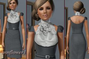 Sims 3 — annflower1 dress rose20 by annflower1 — The business dress with sleeves a hand bell and a thin belt on a waist,