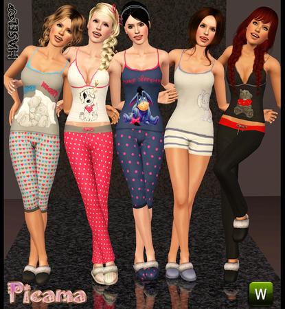 Sims 3 — Hasel Set 39 by hasel — Pyjamas for childish adult females.. Sleepwear, everyday and athletic.. Enjoy..