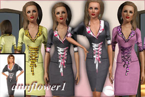 Sims 3 — annflower1 dress 48 by annflower1 — Business dress, for office, a sleeve - the butterfly. All is recoloured in