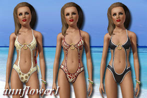 Sims 3 — body swimsuit 3 annflower1 by annflower1 — Conjoint open bathing suit. It is connected by a round stone. All is