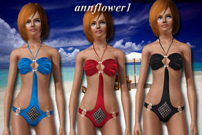 Sims 3 — bikini 8 annflower1 by annflower1 — Separate sexual bathing suit. It is connected by chains under gold and