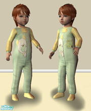 Sims 2 — Cute Toddler PJs - Green Teddy by Simaddict99 — adorable little \"peek-a-boo\" teddy design in shades