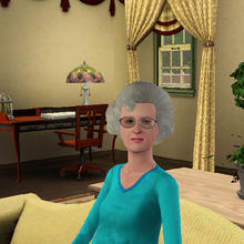 Sims 3 — Grandma P. by Judyree2 — Snob, Mean Spirited, Frugal, Couch Potato, Coward describes Grandma P. She loves to