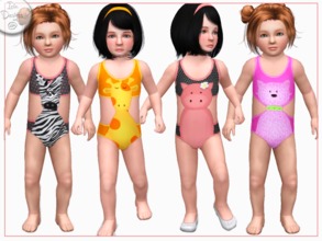 Sims 3 — ~Cute Animals Swimsuits set~ *Toddlers* by Icia23 — Now your kids can go to swim too :D Hand painted swimsuits,