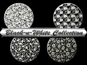 Sims 3 — Black-n-WhiteCollection by matomibotaki — A set with 4 different pattern in black and white. You can recolor