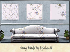 Sims 3 — Djem_Song Birds by djehmli — A vining floral pattern featuring a plump song bird singing away amongst the