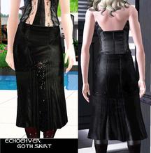 Sims 3 — Echoehver Goth Skirt by Echoehver — Shiny black with sparkling silver and red spider jewel