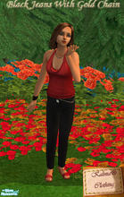 Sims 2 — Black Jeans With Gold Chain  by Kalinia — This is my first clothing ever! I did a mistake and it\'s from whole