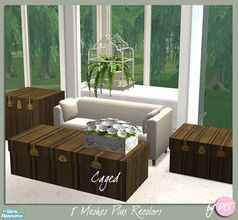 Sims 2 — Caged by DOT — Caged Fern, 3 Trunk Tables with Square Boxed Table Plant. Sims 2 by DOT of The Sims Resource.