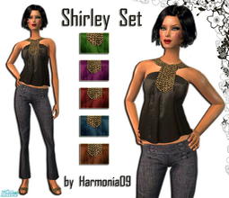 Sims 2 — Shirley Set by Harmonia — Silk Top & Jeans..6 Different color