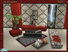 Sims 2 — Velvet Living TC70 by Eisbaerbonzo — Matching livingroom for my 4ESF Velvet Dining and my Chez Dark Princess