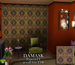 Sims 3 — Damask Pattern14 by ayyuff — recolorable pattern with 4 palettes