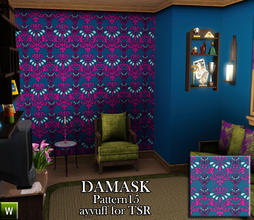 Sims 3 — Damask Pattern15 by ayyuff — recolorable pattern with 3 palettes
