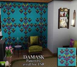 Sims 3 — Damask Pattern16 by ayyuff — recolorable pattern with 3 palettes