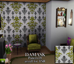 Sims 3 — Damask Pattern18 by ayyuff — recolorable pattern with 3 palettes
