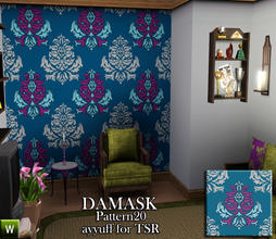 Sims 3 — Damask Pattern20 by ayyuff — recolorable pattern with 4 palettes