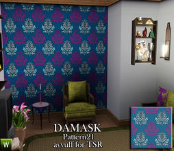 Sims 3 — Damask Pattern21 by ayyuff — recolorable pattern with 4 palettes