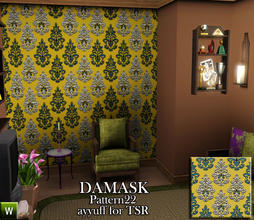 Sims 3 — Damask Pattern22 by ayyuff — recolorable pattern with 3 palettes